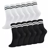 Utensilsto 6 Paare Socken Herren Damen Sportsocken 39-42 Tennissocken Baumwollsocken Streifen Sport Socken für Herren Damen