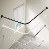 Onpira® Eck-Duschvorhangstange Teleskop L-Form 90–180 cm – Edelstahl, selbstklebend oder schraubbar – Ohne Bohren – In Silber, Schwarz, Weiß – 12 Varianten wählbar (Schraubversion Edelstahl, 90x90cm)