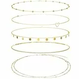 5 PCs Bauchkette, Einfache Ketten (95 cm) Und Doppelte Kette (90 cm), Belly Chain Gold Set Mit 5 Teilen, Waist Chain Für Sommeroutfits Und Modische Looks, Gold