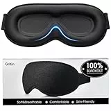 Gritin 3D Schlafmaske für Seitenschläfer, Upgrade Atmungsaktive Schlafbrille mit Verstellbar Gummiband, Lichtblockierend, Bequem & Ergonomisch Augenmaske für Männer und Frauen, 2 Paar Ohrstöpseln