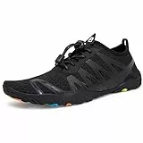 Strandschuhe Damen Herren Wasserschuhe Badeschuhe Unisex Atmungsaktiv Leicht Barfußschuhe rutschfeste für Schwimmen Tauchen(S901 Schwarz, 43EU)
