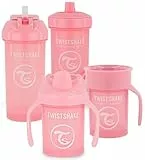 Twistshake Baby Trinkbecher-Set – 4-teilig | 1 x 360-Becher – 1 x Mini-Becher – 1 x Strohhalmbecher – 1 x Kinderbecher | Baby-Trinkbecher | Auslaufsichere Babywasserflaschen | BPA-freier | 4m+ | Rosa