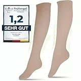 Medizinische Kompressionsstrümpfe für Damen und Herren aus 60% Bio-Baumwolle (Beige, L (41-43))