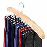 ManGotree hölzerne Krawattenständer, Krawattenbügel für Männer, 24 Haken Krawattenorganisator für Schrank, Gürtelorganisator, platzsparender Krawattenhalter für Krawatten, Gürtel, BH (natürlich)