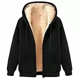 UHouse Herren Sweatjacke mit Kapuze Warm Winterjacke Gefüttert Zip Hoodie Fleece Sweatshirt Jacke Winter Kapuzenjacke Kapuzenpullover mit Reissverschluss Fleecejacke Dicke Freizeitjacke Schwarz L