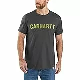 Carhartt Carhartt Force Relaxed Fit Mittelschweres Kurzarm-T-Shirt mit Blocklogo-Grafik für Herren, Grau, L