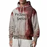 Shffuw Problem Gelöst Hoodie Halloween Kapuzenpullover Herren Pullover Blood Stain Halloween Casual Hoody Männer Blutspritzer Muster Blutiger Kostüm Sweatshirt Entsetzen Bedruckt Freizeit Kapuzenshirt