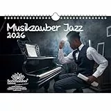 Musikzauber Jazz DIN A4 Kalender für 2026 Jazz und Instrumente - Set-Inhalt: 1x Kalender 1x Weihnachtsanhänger 1x Grußanhänger (gesamt 3 Teile)