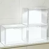 GUDEMAY Transparente stapelbare Kunststoff-Aufbewahrungsbehälter mit magnetischem Deckel (transparent, transparent mit Light-L-3er-Pack)