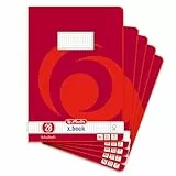 herlitz Schulheft A4, 32 Blatt, Lineatur 28, kariert mit Doppelrand, 5 Stück