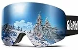 GlaRid Skibrille, Snowboard Brille für Brillenträger，OTG UV-Schutz, Anti Fog Schneebrille Herren Ski Goggles für Skifahren, Schwarz