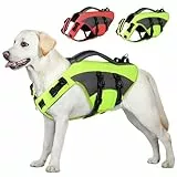 CITÉTOILE Hunde Schwimmweste mit Griff und Reflektierend, Einstellbare Rettungsweste für Kleine Mittel Große Hunde, Langlebigem für Wassersport Schwimmen und Bootfahren, Grün, XXL