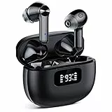 coioc Bluetooth Kopfhörer, Kopfhörer Kabellos mit HiFi Stereo Sound, CVC 8.0 Geräuschisolierung, IPX7 Wasserdicht, 40 Std. Spielzeit, LED Digitalanzeige, Geeignet Für Sportliche