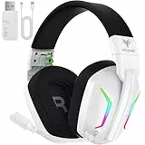 WESEARY WG1 Bluetooth Headset, 2,4G Wireless Gaming Headset mit Mikrofon für PS5, PS4, PC, Switch, Mac, Faltbarer Surround Sound Noise Cancelling Kopfhörer mit LED Licht, Über 50 Stunden Akkulaufzeit