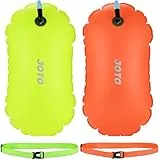 JOTO 2-Stück Schwimmboje,Gut Sicherheit beim Schwimmen,Ultraleichte Swim Bubble Sicherheitsboje Abschleppwagen mit Hüftgurt für Open Water und Triathlon, Wertgegenstände am See Pool –OrangeNeongelb