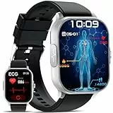 YYKY Smartwatch EKG Gesundheitsuhr Damen Herren 2.01' Smart Watch mit blυtdrυckmessυng/ΒΙυtｚυcker/HRV/Harnsäure/Telefonfunktion/24H Herzfrequenz/SpO2/ΒΙυtdrυck Uhr Schlafmonitor Fitnessuhr 2025 neu