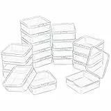 LJY 18 Stück quadratische Mini-Aufbewahrungsbehälter aus transparentem Kunststoff mit Deckel für kleine Gegenstände und andere Bastelprojekte (9,5 x 9,5 x 3,5 cm, transparent)