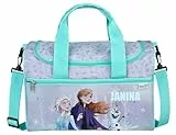 Undercover Kleine Sporttasche Disney Frozen Kinder - Personalisiert mit Name - Reisetasche Kindertasche Mädchen - 2 Fächer mit Umhängegurt