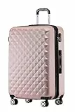 BEIBYE Zwillingsrollen 2066 Hartschale Trolley Koffer Reisekoffer Gepäck M-L-XL-Set (Rosa Gold, XL)