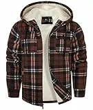 igeekwell Fleecejacke Herren Winterjacke mit Kapuze Hemdjacke für Männer Karierte Jacke für Winter Flanellhemd mit FleeceFutter & Reißverschluss Holzfällerjacke Thermojacke für Outdoor