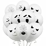 ALEGRE® Halloween Luftballons Weiß, 20 Stk 12 Zoll Halloween Deko Grimasse Ballon, Halloweene Horror Deko Spinnen Fledermäuse Luftballon, Helloween Ballons für Geburtstag,Karneval,Helloween Party Deko