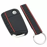 Schlüssel Hülle + Keytag VB für 3 Tasten Auto Schlüssel Silikon Cover von Finest-Folia (Schwarz)