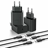 3er-Pack Ladegerät für Samsung Schnellladung, 45 W, USB-C-Ladegerät mit 2 m, Typ-C-Kabel, kompatibel mit Samsung Galaxy S25/S24/S23/S22/S21/S20 Ultra Plus S25+ Note 20/10/A73/A53, Schnellladestecker