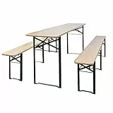 Snsowed Biertisch mit 2 Bänken Klappbar 220 cm Tannenholz, Gartentisch, Terrassentisch, Esstisch Garten, Balkontisch, Gartenesstisch, Gartenmöbel, Partytisch - 42207