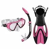 US Divers |Schnorchelset Dorado für Kinder ab 6+ | Maske, Schnorchel und Flossen II JR PINK Black, L