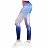 TSWRK Damen Galaxy Leggings Skinny Elastische Leggins Frau Galaxie Space Patterned Weltraum Weltall Sternenhimmel Print Style Stretch Pink
