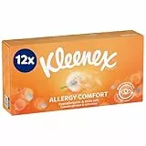 Kleenex Allergy Comfort Kosmetiktücher-Box, Taschentücher für Allergiker, 12 Boxen á 56 Papiertaschentücher, 3-lagig, hypoallergen, Großpackung