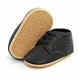 RVROVIC Baby Jungen Mädchen Sneaker Anti-Rutsch Oxford Loafer Flats Säugling Kleinkind PU Leder Weiche Sohle Baby Schuhe(6-12 Monate,5-Schwarz)