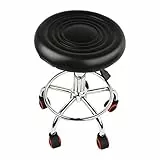 Cocoarm Schwarzer, Hydraulisch Rollender Barhocker Im Retro-Stil mit 5 Rädern, Ergonomischem Sitz, Verdecktem Gummi-Bodenschutz, Ideal für Friseure, Tätowierer