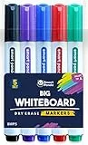 Smart Panda 5 Whiteboard-Stifte mit Rundspitze – Trocken abwischbare Marker für Whiteboards – Für Zuhause, Schule und Büro – 5er-Set mit verschiedenen Farben