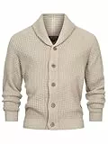 Indicode Herren INBrandox Strickjacke mit Schalkragen und Knopfleiste | Fein-Strick Cardigan für Männer Stone, XXL