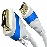 KabelDirekt – HDMI DVI Adapterkabel mit A.I.S. Schirmung gegen Störsignale – 2m (bi-direktionales Monitorkabel, HDMI-Gerät an DVI-Monitor anschließen & umgekehrt, Full HD/1080p, weiß)