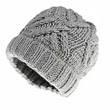 ROMISBABA Strickmütze Mit Rautenmuster Warme Wintermütze Lässige Dicke Mütze Für Damen Und Herren Hellgrau Kuschelig Und Sanft Maschinenwaschbar