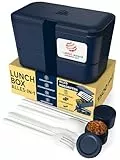 Umami Lunchbox Erwachsene, Verschachtelbar Auslaufsichere Bento Box mit 4 Bestecke & Fächern, Brotdose Erwachsene, Salatbehälter To-Go, Lunch Box für Picknick/Büro, Mitternachtsblau, 1500 ml