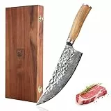 zayiko Minami Premium Kochmesser mit 20,5 cm Klinge gefertigt aus 67 Lagen echtem Damaststahl mit Hammerschlag und Olivenholzgriff I Holzbox I Damastmesser Küchenmesser und Profi Kochmesser
