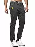 Indicode Herren Zannes Stoffhose mit 5 Taschen | Stretch Hose Herrenhose für Männer Raven, XL