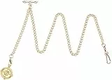 SIBOSUN Taschenuhr mit Albert-Kette, T-Bar & Karabinerverschlüssen, Panzerkette, 2 Haken, Antik-Lebensbaum-Anhänger, Charm-Anhänger, 4.1 Goldkompass, 1.1 Goldkompass