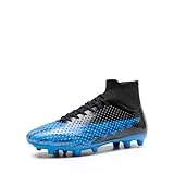 DREAM PAIRS Herren Fußballschuhe High Top Spike Microfaser Cleats TPU-Beschichtung Professionelle Athletics Trainingsschuhe Football Schuhe,Size 43,Schwarz/Knigsblau,SDSS2401M
