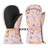 MoKo Handschuhe Kinder, Winterhandschuhe & Fäustlinge - Winddicht und Wasserdicht, Skihandschuhe Kinder für Outdoor Sports Snowboard für Jungen Mädchen von 2-3 Jahren, XS, Rosa