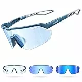 Lamicall Fahrradbrille Herren, Schnelle Brille Damen - [3S Selbsttönend] [28g TR-90 Ultraleicht] Sonnenbrille Fahrrad mit Verstellbare Nasenpad & Bügel, UV400 Laufbrille Sportbrille für Fahrrad/Laufen