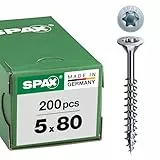 SPAX Schrauben mit T-STAR plus Senkkopf, Teilgewinde, Blank Verzinkt, 5,0 x 80 mm - 500 Stück