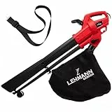 LEHMANN Elektro Laubbläser 3-in-1, Laubsauger mit Häcksler, 3500W, Häcksel-, Saug- und Blasfunktion in einem, 270 km/h Blasgeschwindigkeit, 15.000 U/min, Fangsack 40L, Tragegurt & Räder