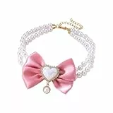 Prinzessinnen-Stil Perlen-Halsband für Haustiere mit Schleife - Verstellbare Perlenkette für Katzen und Hunde für Fotoshootings & Partys