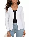 Dosieyeo Leichte Strickjacke Damen Langarm Cardigan mit Knöpfen Casual V Ausschnitt Feinstrickjacke für Herbst Frühling weiß,XXL