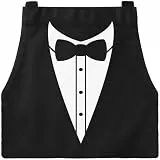 MoonWorks® Grill-Schürze für Männer Grillschürze Smoking Suit Anzug Fliege lustig Baumwoll-Schürze Küchenschürze Schwarz unisize