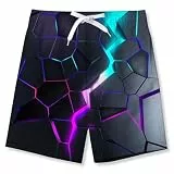 Loveternal Badeshorts Jungen Lustige Neuheit 3D Druck Blitz Schwimmhose Sommer Hawaii Schnelltrocknend Kurze Hose mit Netzfutter für Schwimmen Laufen Wandern 11-12 Jahre
